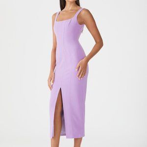 San Sloane Midi Square Neck Dress Lilac XS